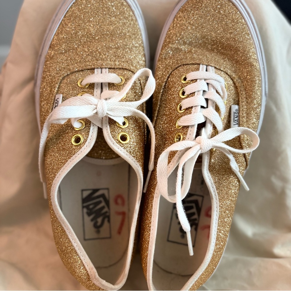 Vans Shimmering Gold Sneakers with White Laces